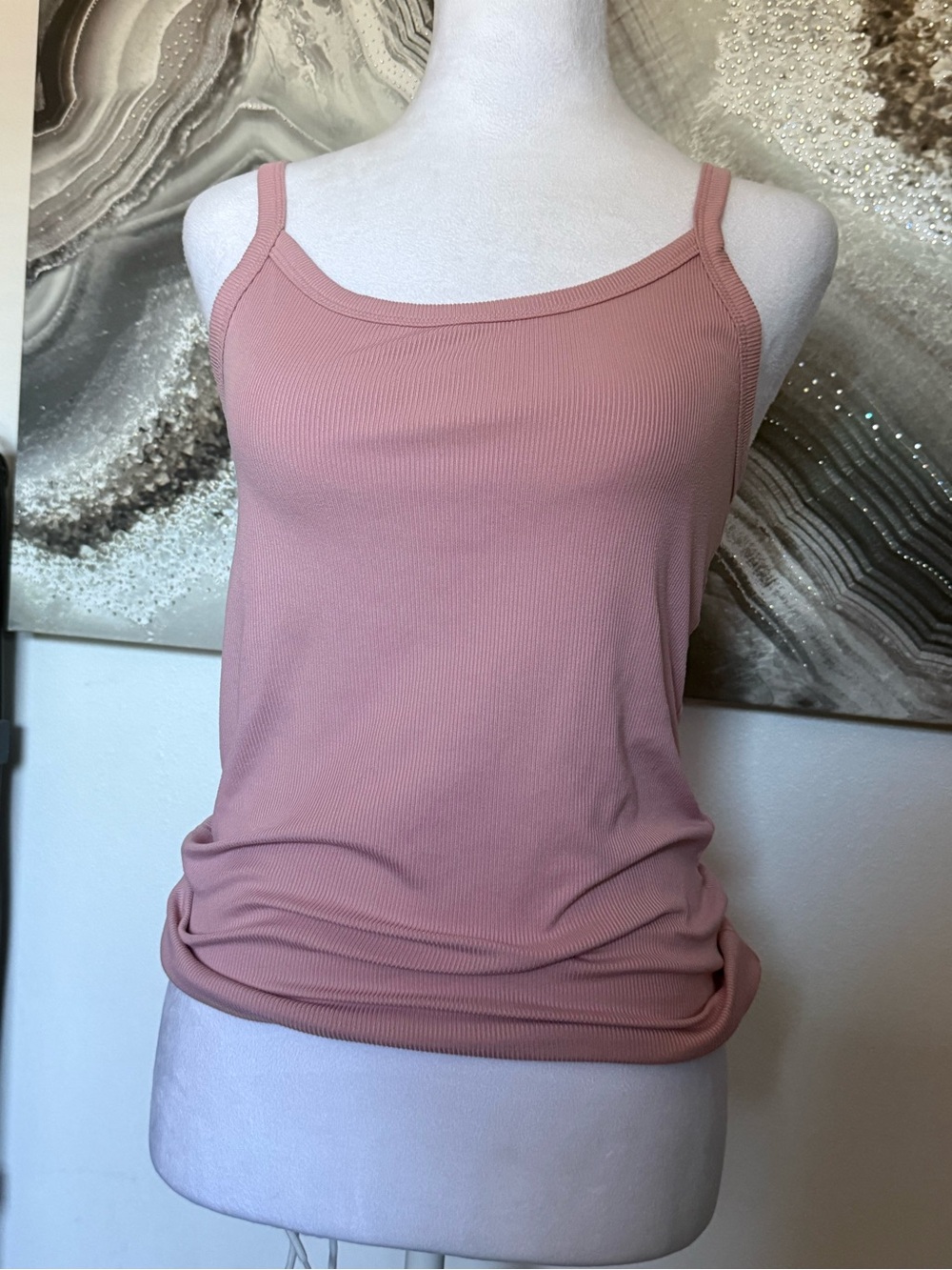 No Boundaries Dusty Rose Ribbed Spaghetti Strap Tank